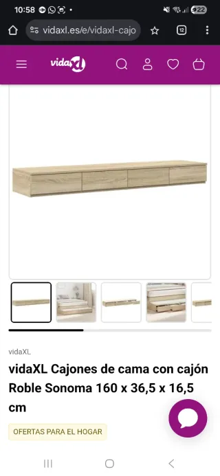 Cajones de cama 160cm ancho