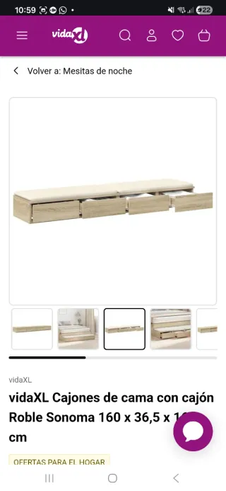 Cajones de cama 160cm ancho