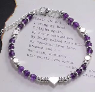 Pulsera Amatista Corazón Plata