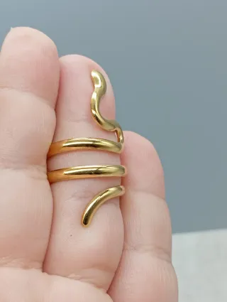 Anillo Serpiente Baño Oro Acero Ajustable