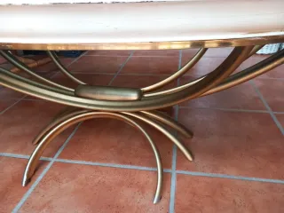 Mesa de centro cristal, madera y metal