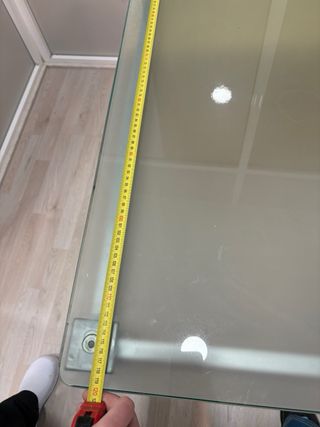 Mesa estudio cristal y cajonera madera