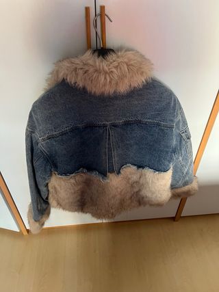 Giacca jeans con pelo taglia unica