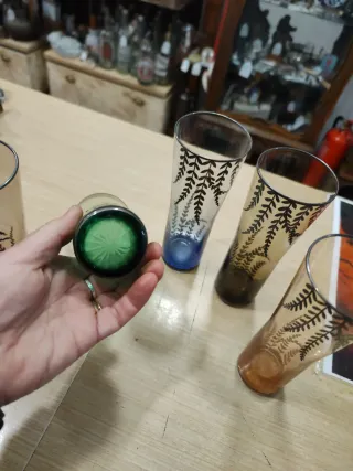 Vasos vintage antiguos de cristal