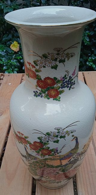 Jarrón Japonés Satsuma Cerámica Grande