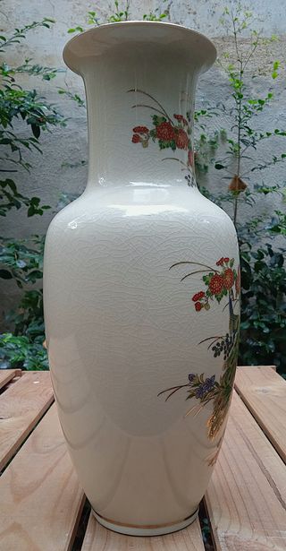 Jarrón Japonés Satsuma Cerámica Grande