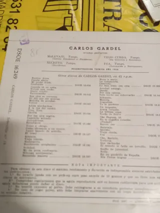 Lote 3 singles Carlos Gardel 1958