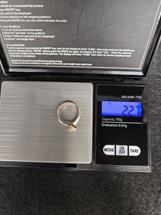 Anillo de Oro 18K Solitario Diamante, 2,27gr, T-12