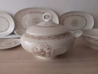 Juego vajilla cerámica beige y marrón