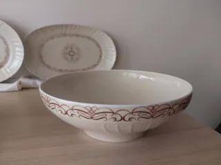 Juego vajilla cerámica beige y marrón