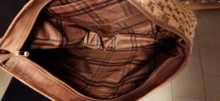 Borsa in pelle e rafia beige/marrone