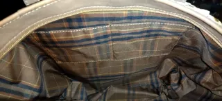 Borsa in pelle e rafia beige/marrone