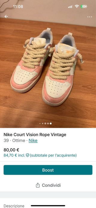 Nike Court Vision Rope Vintage Tg 39