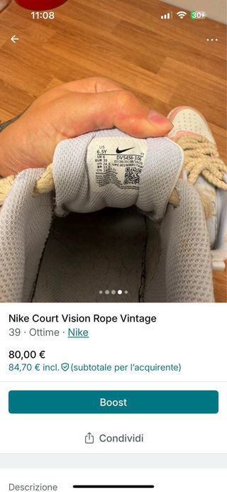 Nike Court Vision Rope Vintage Tg 39