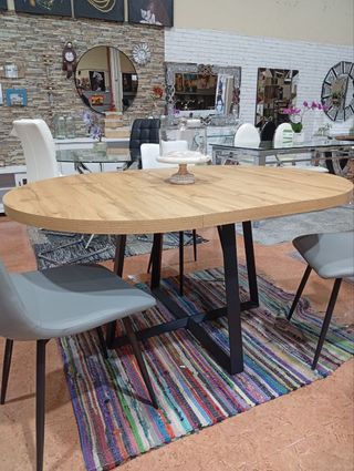 Mesa redonda extensible madera y metal