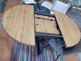 Mesa redonda extensible madera y metal