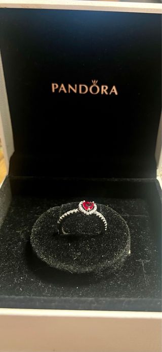 Anillo Corazón Rojo y Plata
