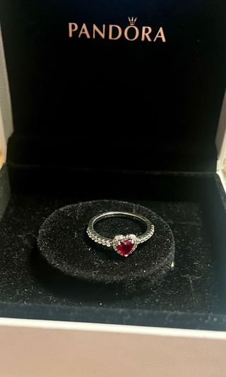 Anillo Corazón Rojo y Plata