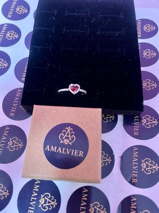 Anillo Corazón Rojo y Plata