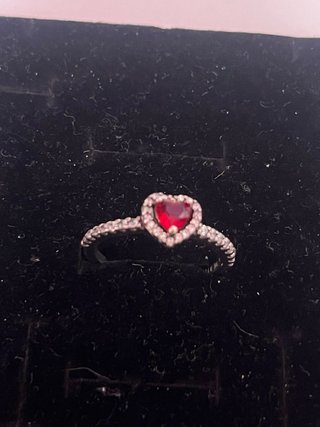 Anillo Corazón Rojo y Plata