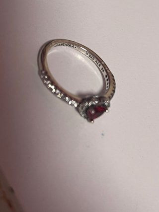 Anillo Corazón Rojo y Plata