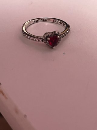 Anillo Corazón Rojo y Plata