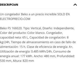 Congelador Beko Blanco