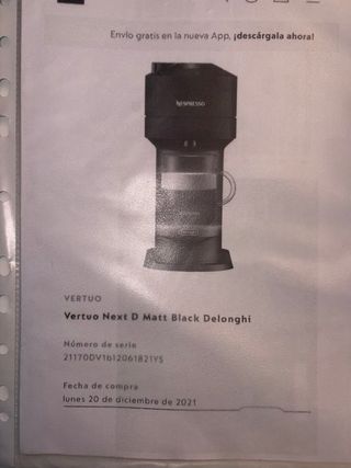 Cafetera Nespresso Vertuo Next D Matt Black
