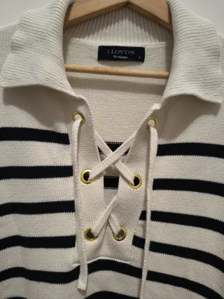 Jersey Lloyd's Rayas Beige y Negro