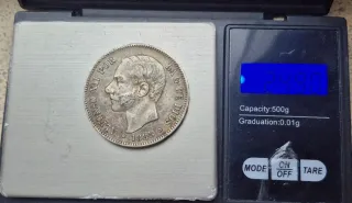 5 Pesetas Plata Alfonso XII 1885-86