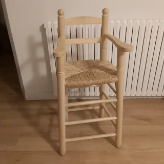 Silla alta madera mimbre niño como nueva