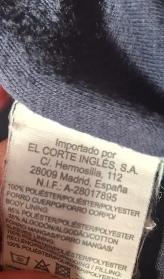 Parka niña Talla 8 El Corte Inglés