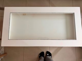 Mesa de centro blanca abatible madera y cristal