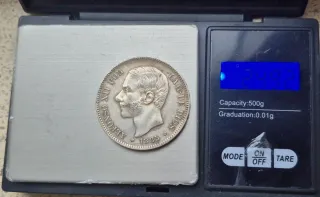 5 Pesetas Plata Alfonso XII 1885