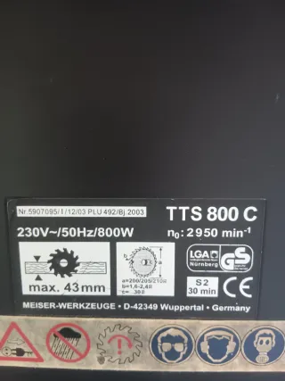 Sierra Circular de Mesa 800W TTS 800C