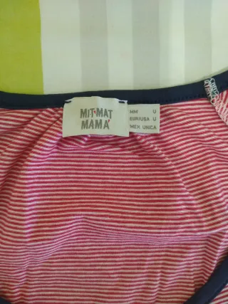 Camiseta Premamá Rayas Rojas y Blancas
