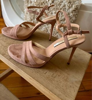 Sandalias Zara Tacón Alto Rosa Talla 39