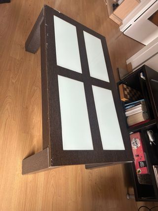 Mesa de centro elevable madera y cristal