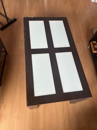 Mesa de centro elevable madera y cristal