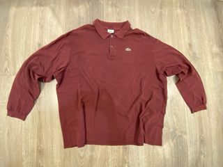 Polo Lacoste Manga Larga Granate