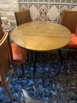 Mesa camilla redonda con cristal