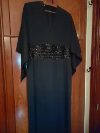 Vestido fiesta pedrería negro talla única