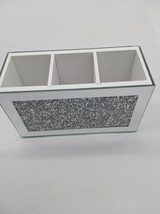 SERENA'S  Organizador de brochas de maquillaje con espejo  EN UNO DE LOS LADOS TIENE UNA ROTURA EL CRISTAL