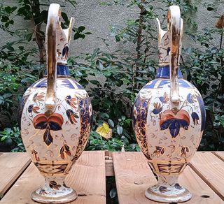 Pareja Jarras Limoges S. XIX Cerámica