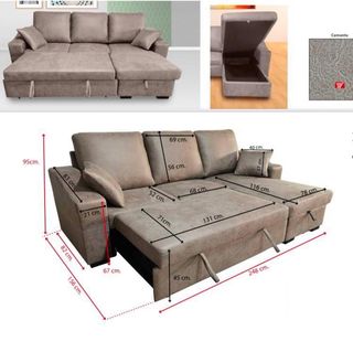 Sofá Cama Gris Tela Antimanchas