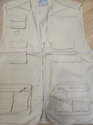 Chaleco Beige XXXL con Múltiples Bolsillos