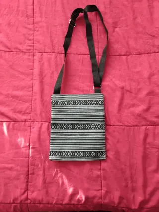 Borsa tracolla stoffa con stampa rosa blu