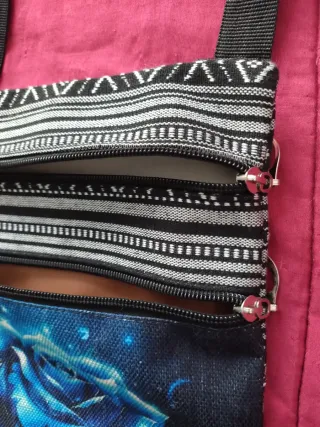 Borsa tracolla stoffa con stampa rosa blu