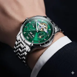 Reloj Automático OLEVS Verde y Plateado