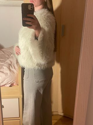 Chaqueta de pelo blanca Talla S